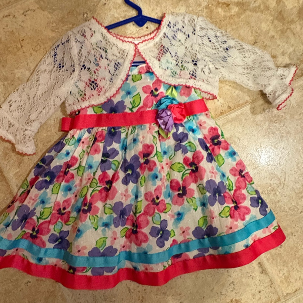 Youngland Baby Flower Dress with matching Cardigan